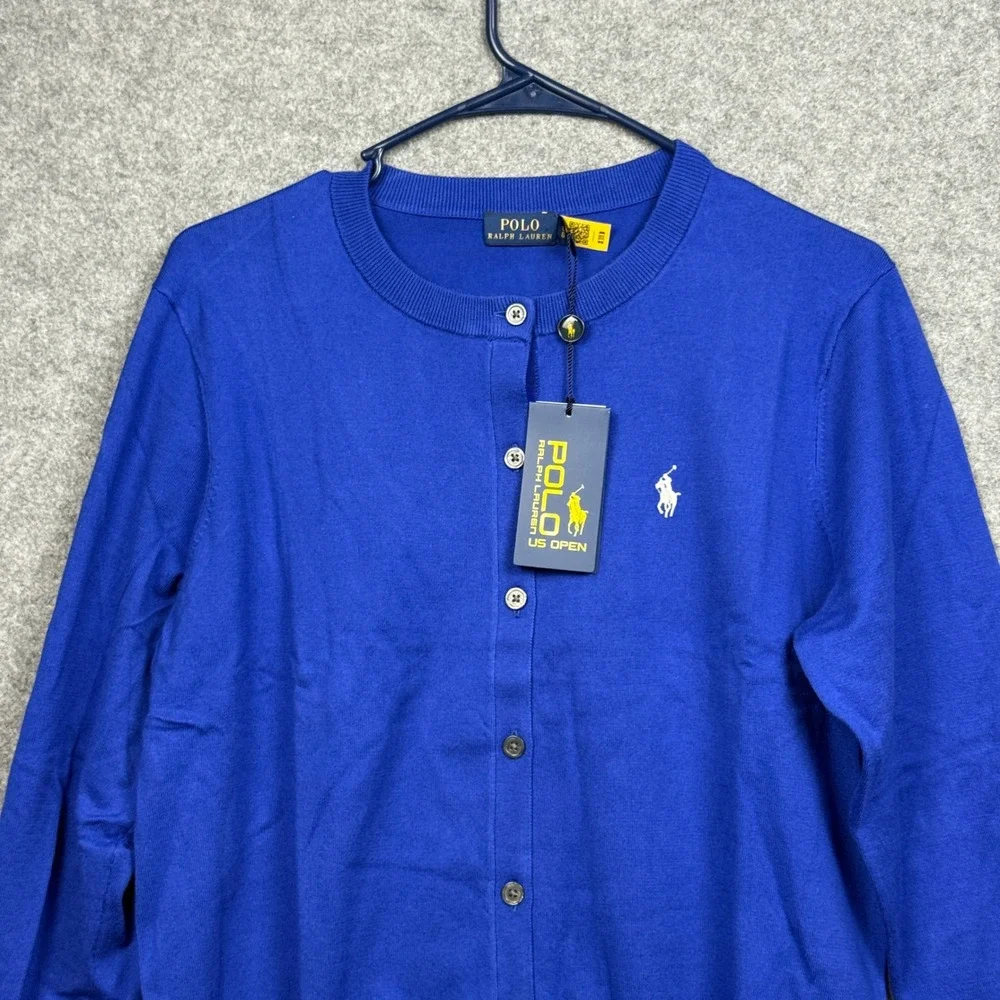 Polo Ralph Lauren Womens Blue US Open Cardigan Sweater Button Front Size L - Picture 2 of 11
